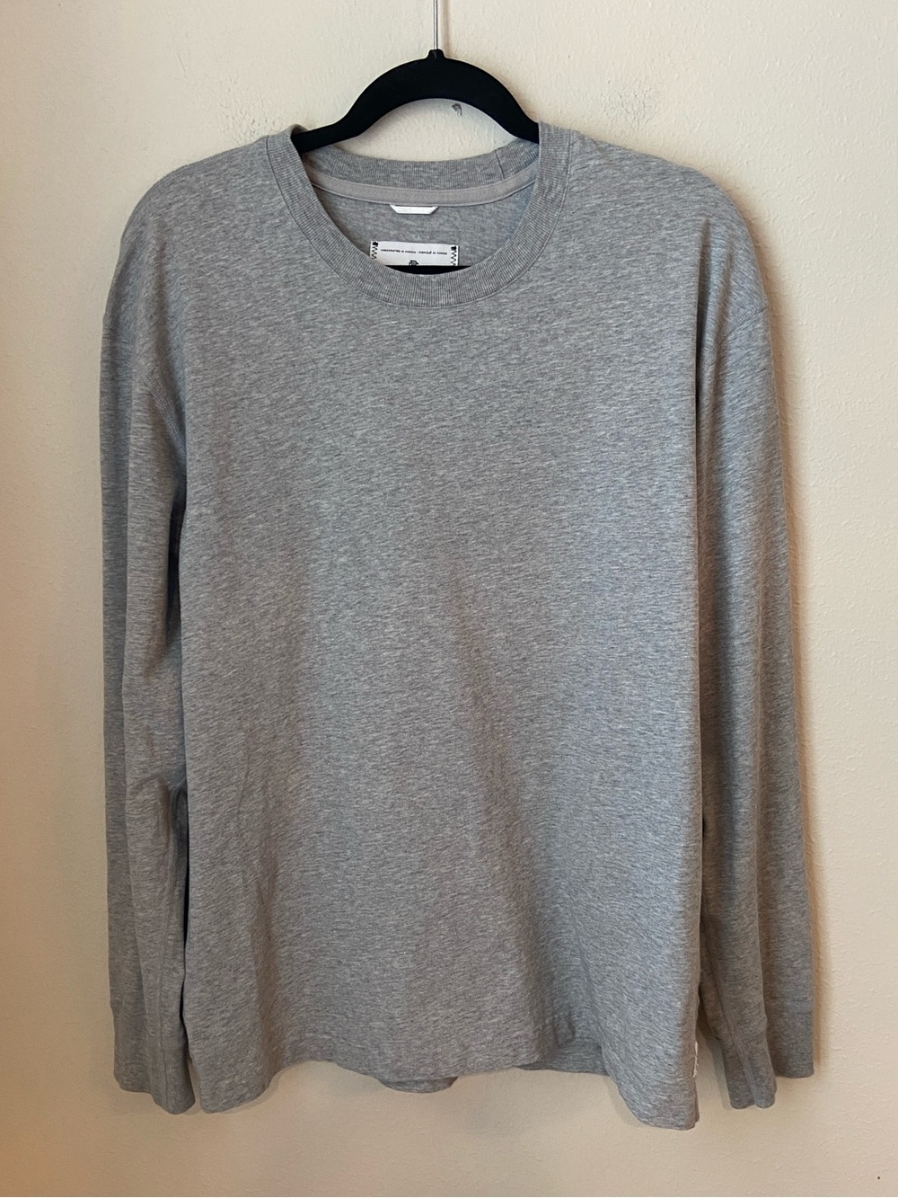 Reigning Champ Gray Lightweight Long Sleeve Crewneck Shirt L/G Large